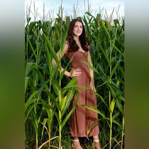 Women’s Japna Jumpsuit Size XS Chocolate Brown Color